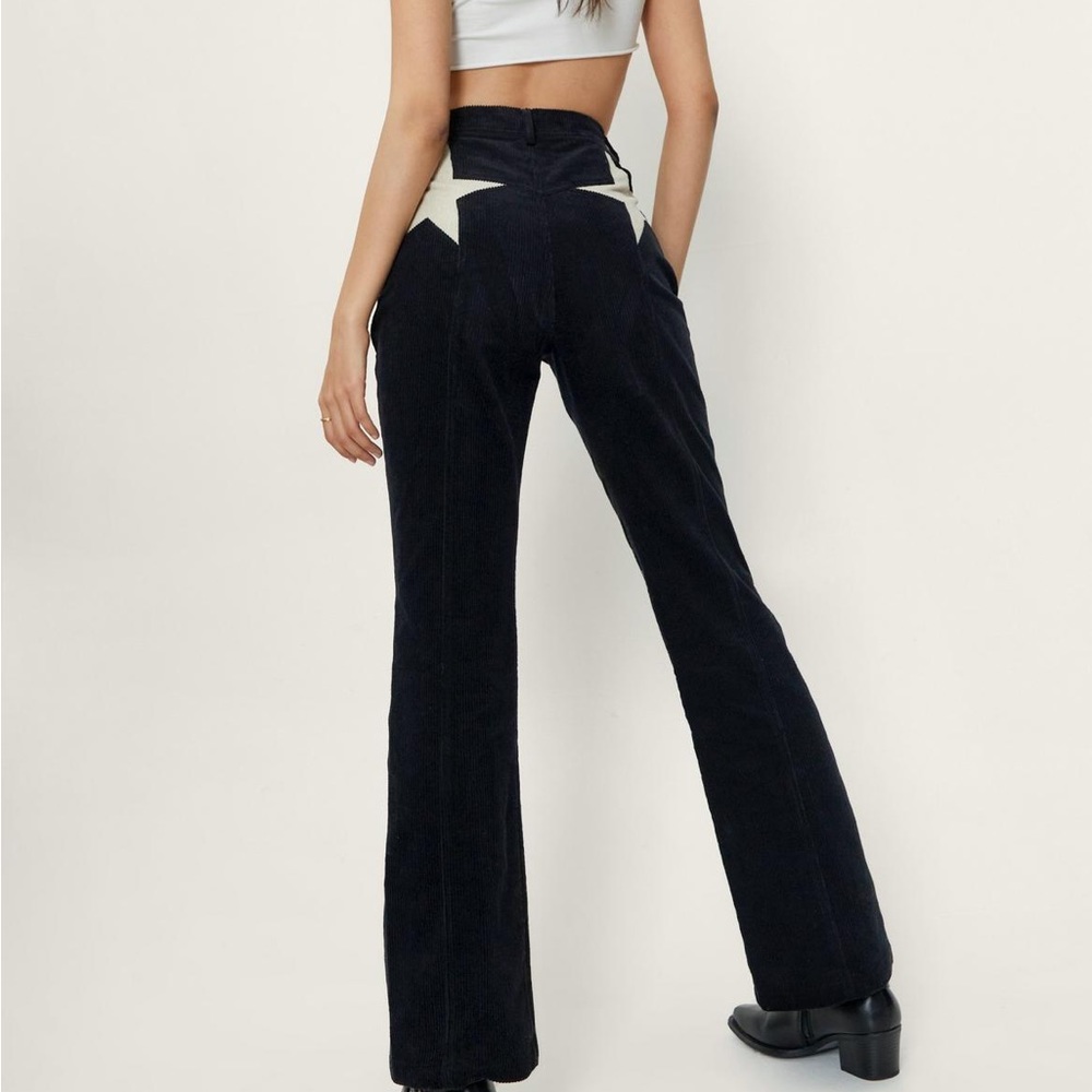 Corduroy High Waisted Flared Star Bum Pants